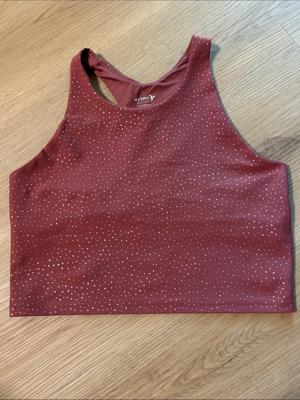 Old Navy Burgundy Racerback Girls Sport Bra with Metallic Dot Detail XL 14-16